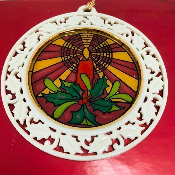 LENOX Stained Glass Candle Christmas Ornament 1999 - Picture 5 of 8